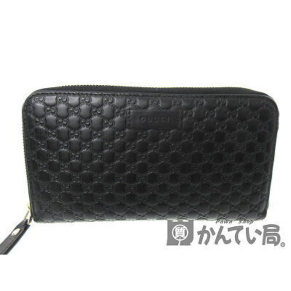 GUCCI Zip Long Wallet Leather Striped Micro Black - Picture 1 of 3